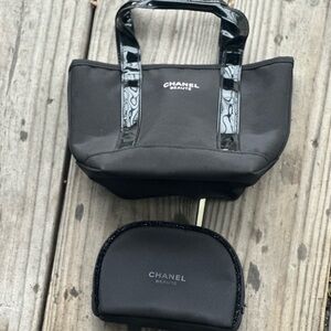 Chanel Mini Black Beauty Tote Bag and Cosmetic Case